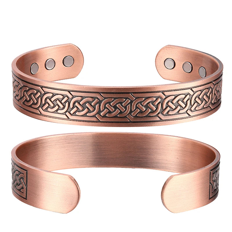 Magnetic Pure Copper Cuff Bangle for Men and Women | Adjustable Bracelet