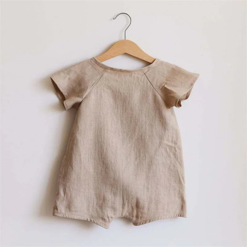 Summer Linen Cotton Baby Romper | Casual Toddler Jumpsuit