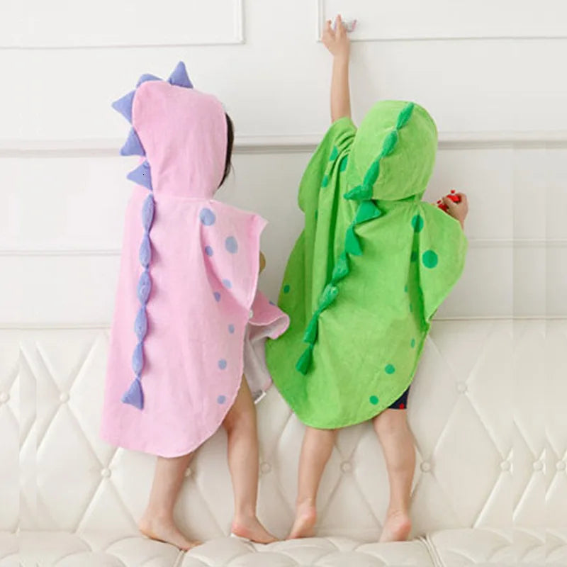 Adorable albornoz de dinosaurio para bebés | Toalla poncho suave con capucha