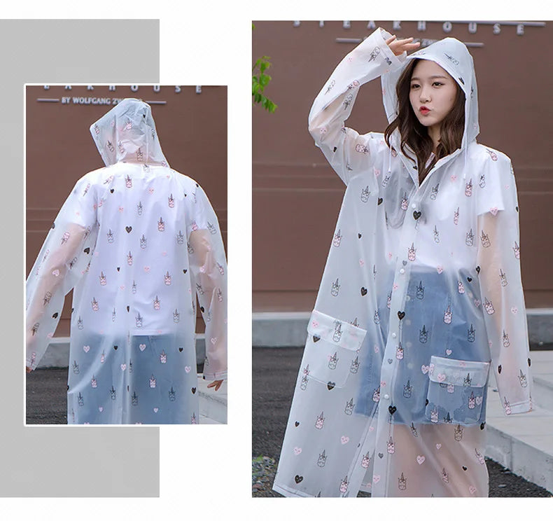Cute Transparent Raincoat Poncho | Waterproof Cloak for Adults