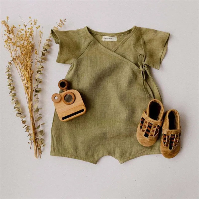 Summer Linen Cotton Baby Romper | Casual Toddler Jumpsuit