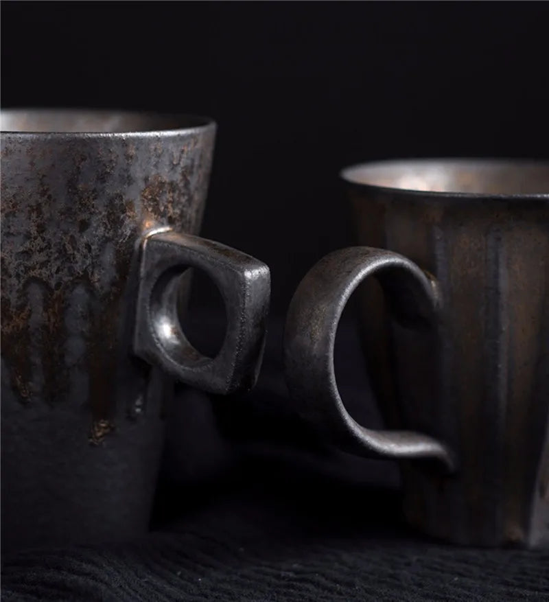 Vintage Ceramic Tea and Coffee Cup with Wooden Handle