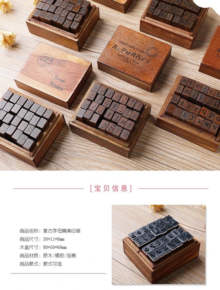 Vintage Wooden Alphabet Number Stamps for Craft Projects