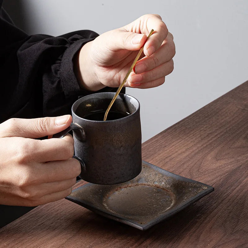 Taza de café vintage japonesa | Vajilla de cerámica retro única