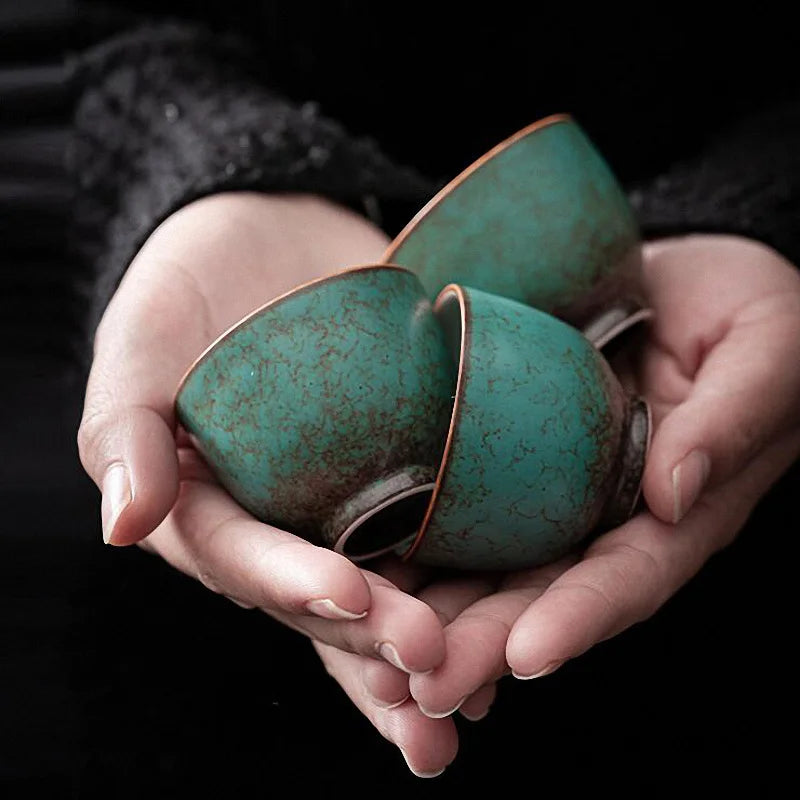 Turquoise Glaze Teacups | Traditional Ceramic Drinkware