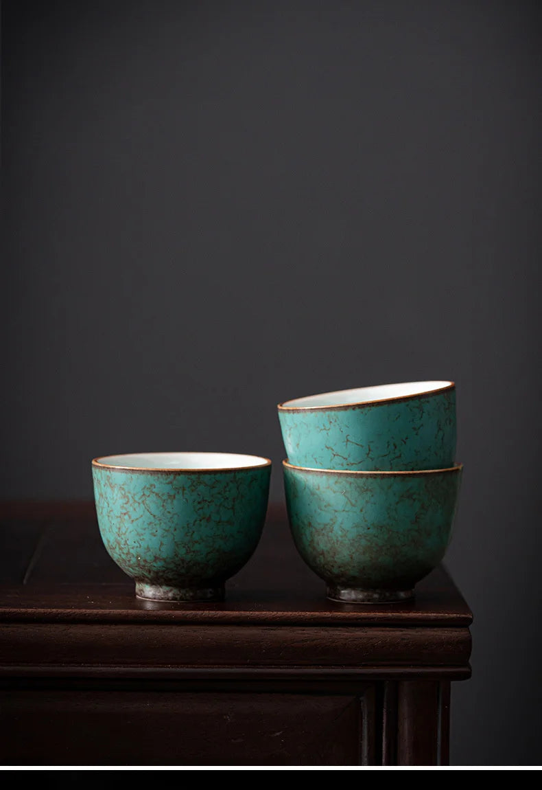 Turquoise Glaze Teacups | Traditional Ceramic Drinkware