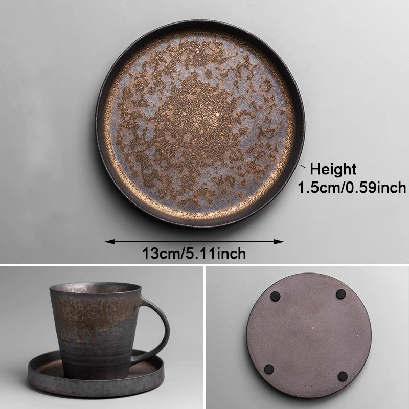 Vintage Ceramic Tea and Coffee Cup with Wooden Handle