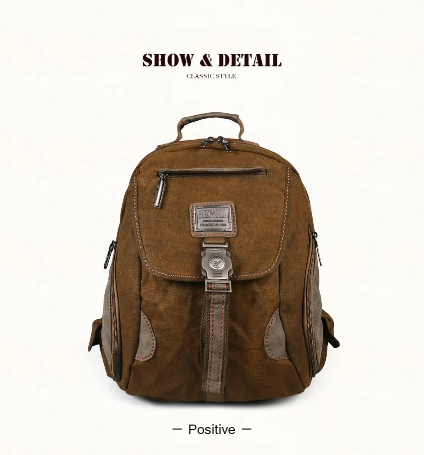 Vintage Canvas Backpack for Men & Teens | School & Travel Rucksack