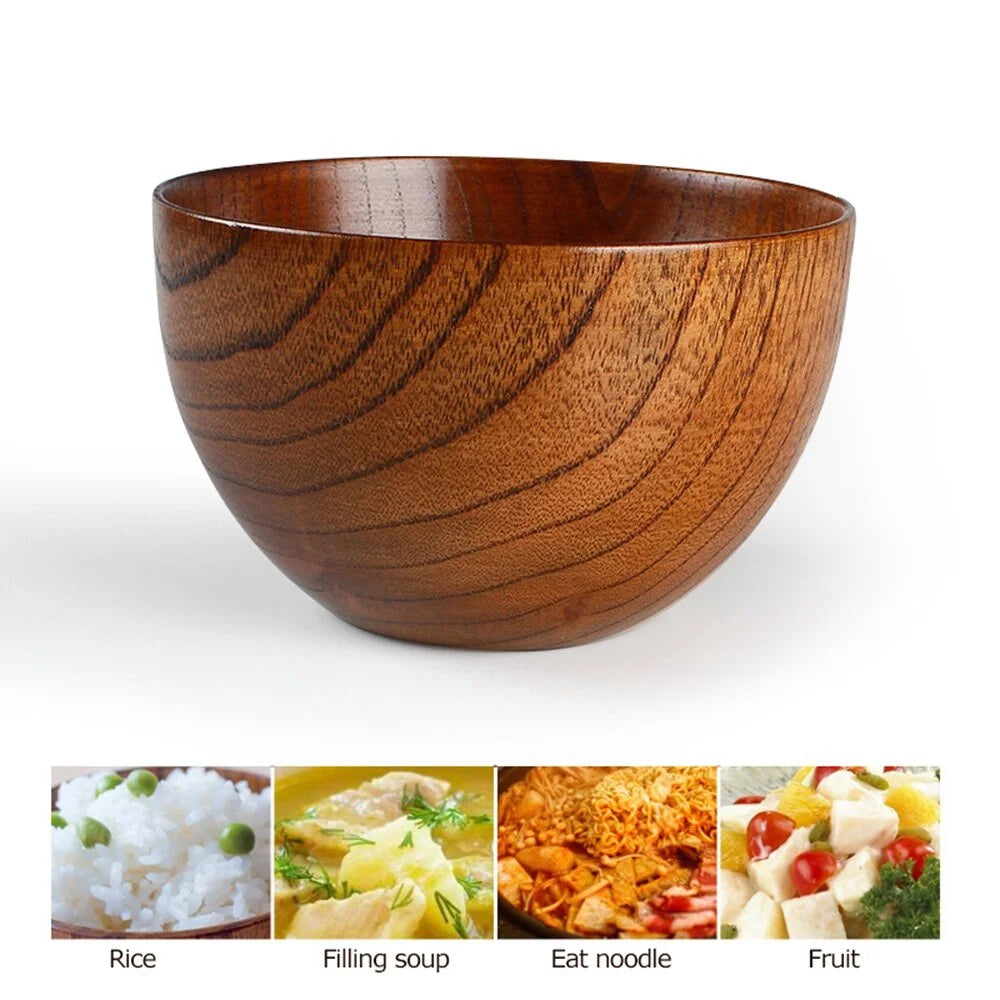 Japanese Style Wooden Bowl | Elegant Natural Wood Tableware