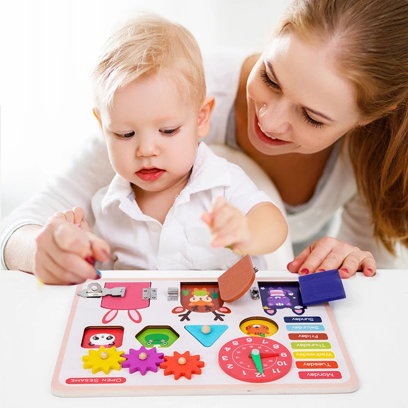 Educational Montessori Busy Board for Kids | Sensory Wooden Toys