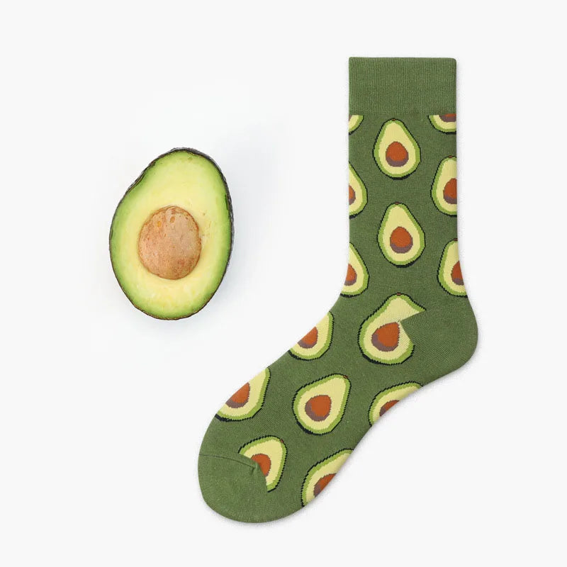 Calcetines Divertidos de Dibujos Animados de Comida para Hombre | Diseños de Aguacate y Hamburguesa
