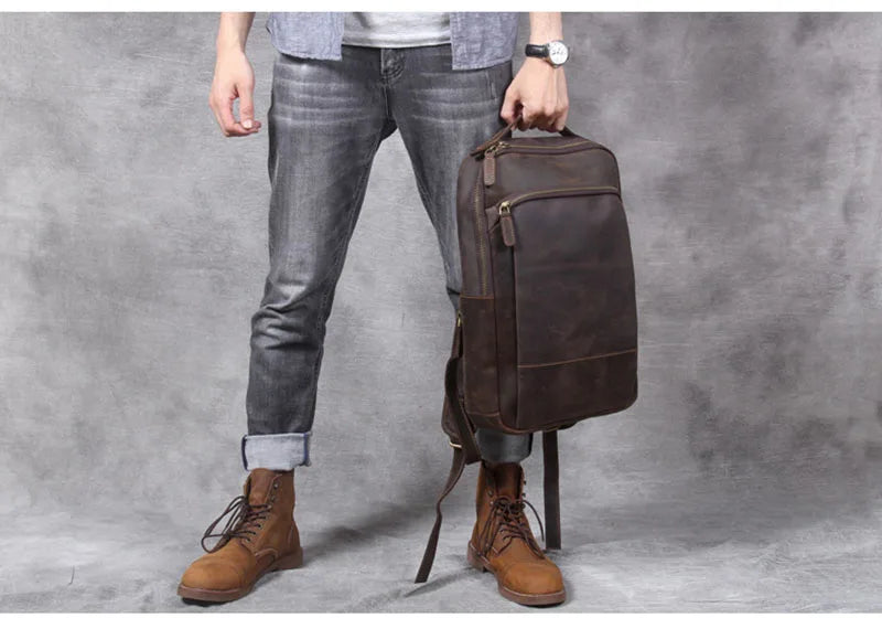 Vintage Genuine Leather Backpack for Men | Stylish Daily Rucksack