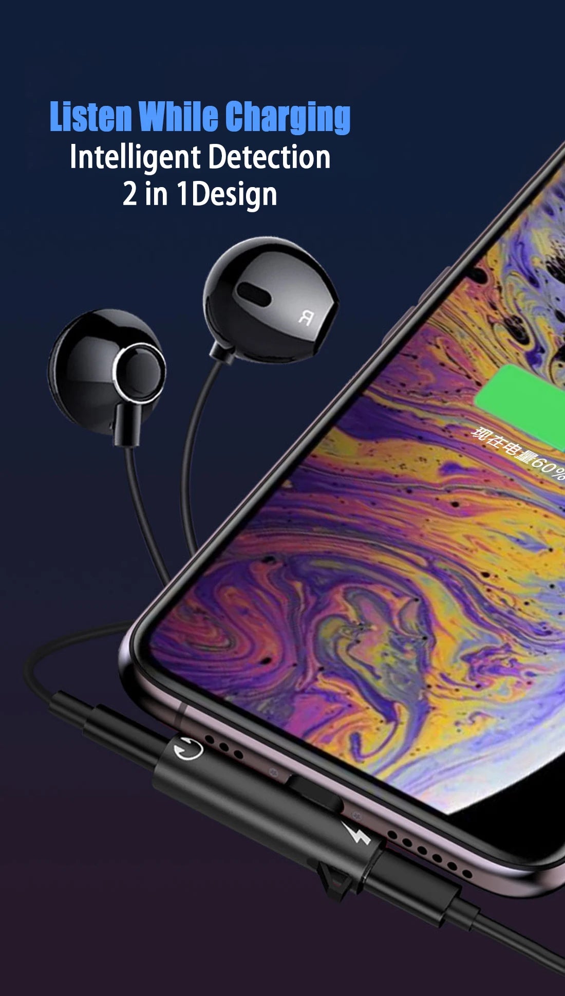 2 in 1 Audio Headphone Charging Adapter | Dual Splitter for iPhone