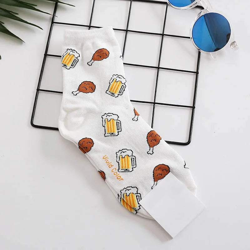 Calcetines Divertidos de Dibujos Animados de Comida para Hombre | Diseños de Aguacate y Hamburguesa