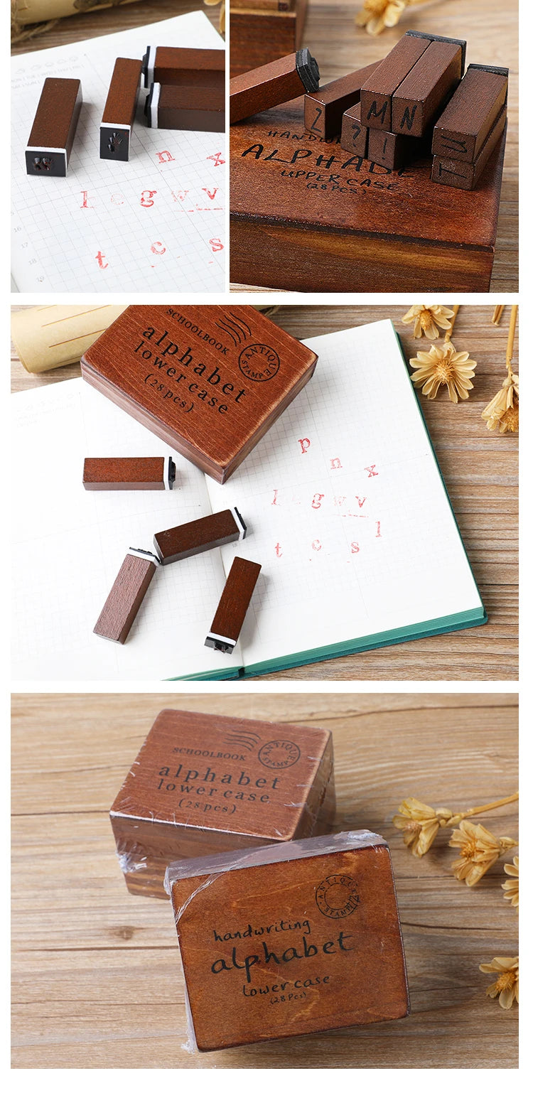 Vintage Wooden Alphabet Number Stamps for Craft Projects