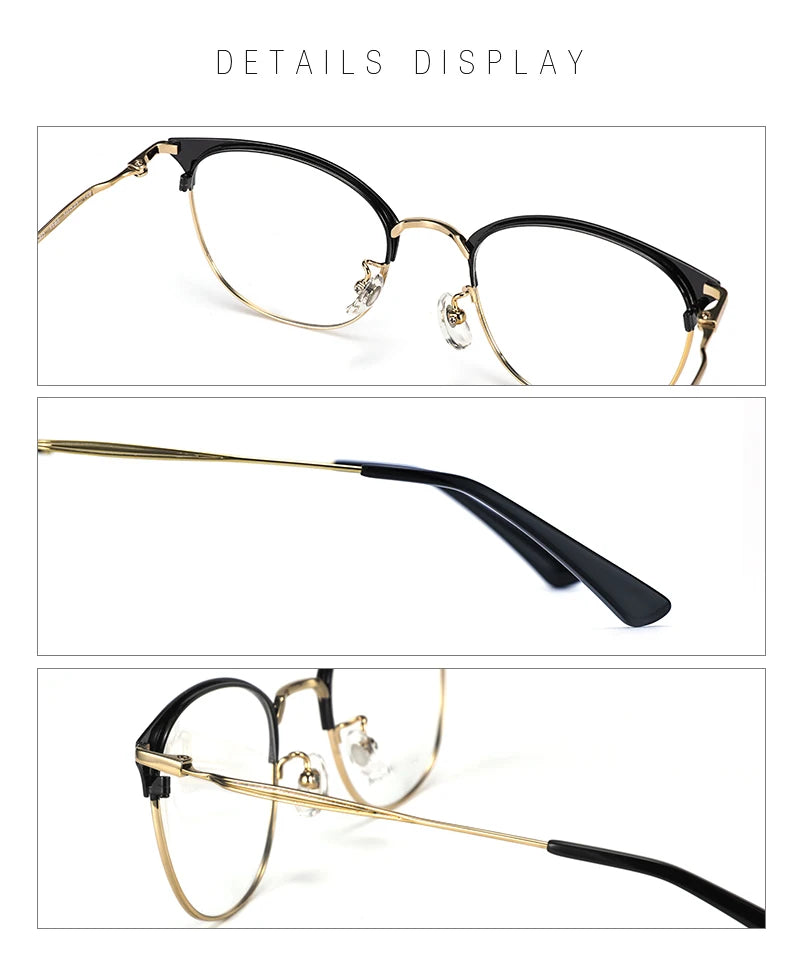 Stylish Retro Half Frame Prescription Glasses | Unisex Eyewear