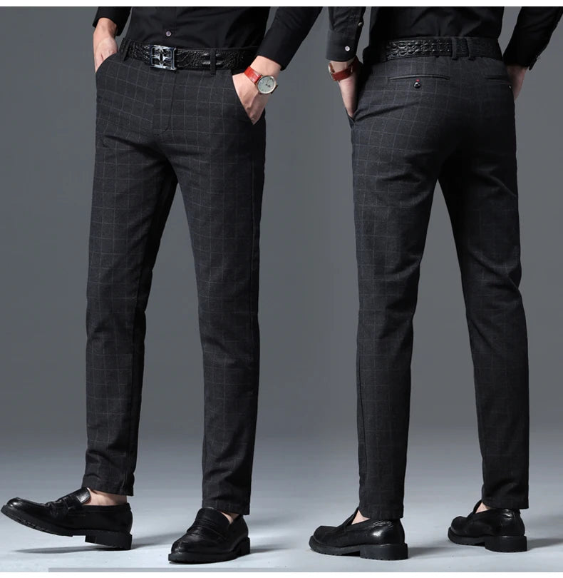 Men's Slim Plaid Casual Pants | Stylish Work & Business Trousers