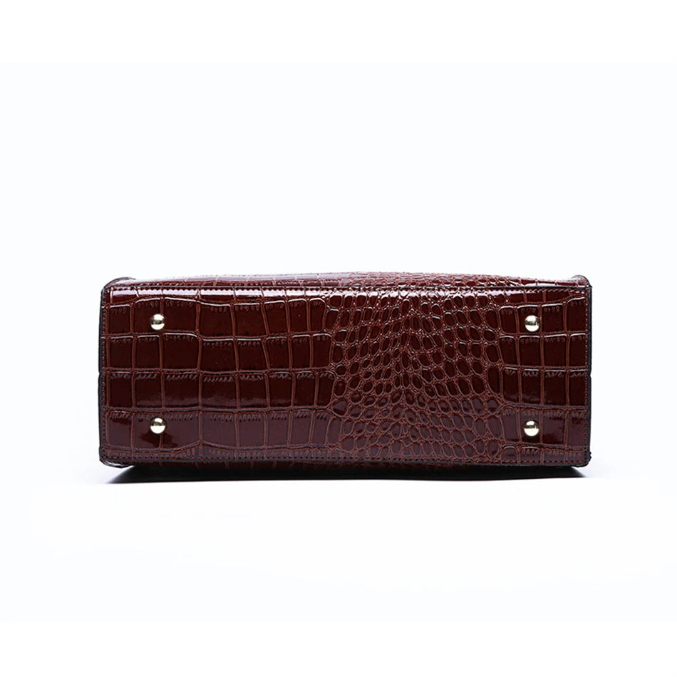 Bolso elegante de charol con cocodrilo | Bolso de lujo para mujer