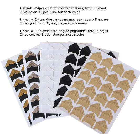 120 Pcs Vintage Corner Kraft Paper Stickers for Scrapbooking