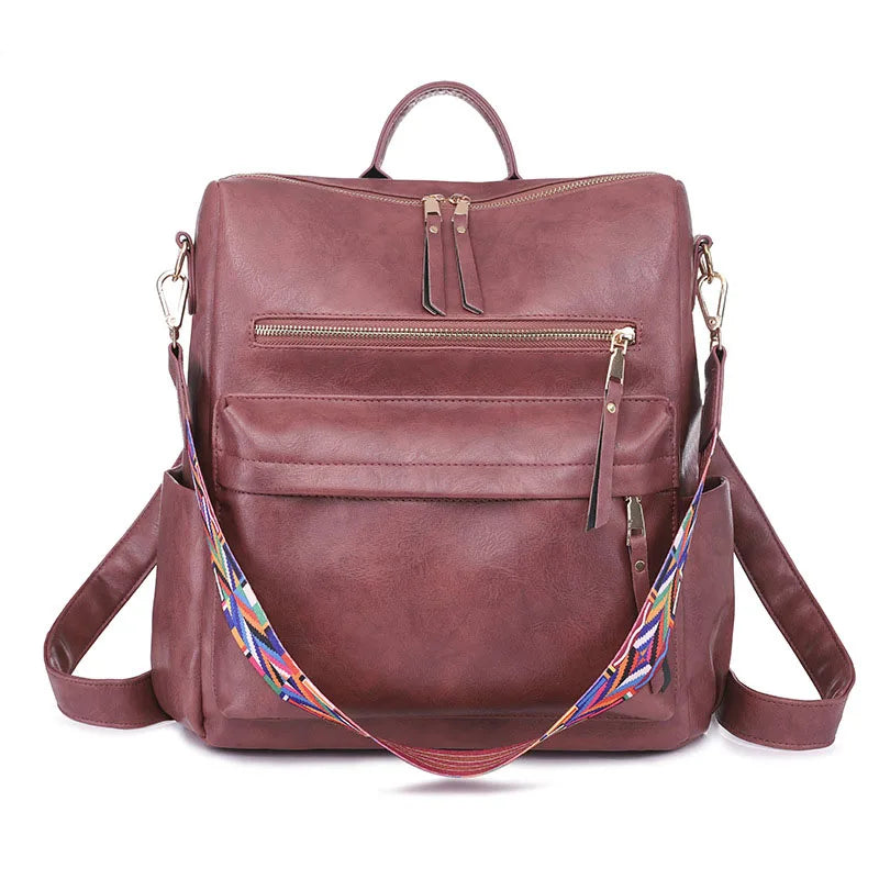 Stylish PU Leather Large Backpack | Women's Vintage Travel Rucksack