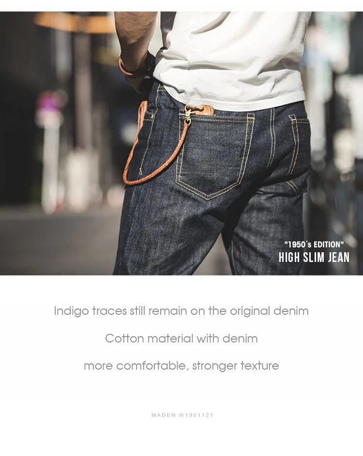 Men's 14oz Raw Selvedge Denim Jeans | Vintage Straight Fit Style