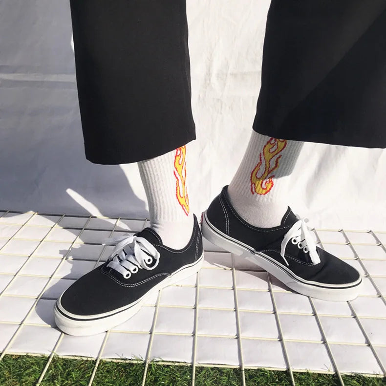 Trendy Knee High Socks for Men & Women | Vibrant Flame Design