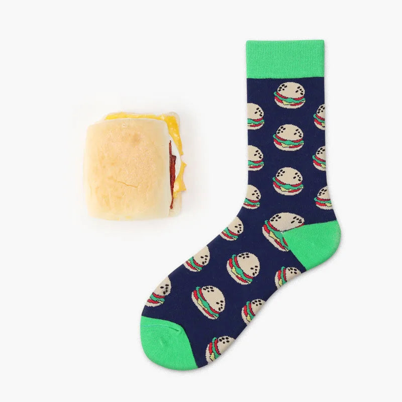 Calcetines Divertidos de Dibujos Animados de Comida para Hombre | Diseños de Aguacate y Hamburguesa