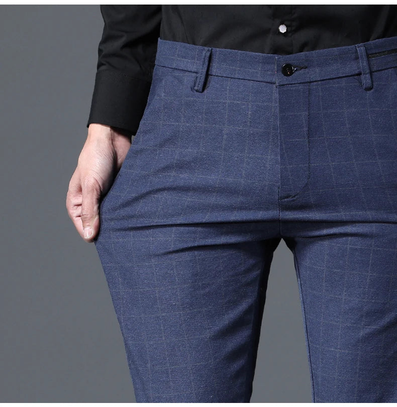 Men's Slim Plaid Casual Pants | Stylish Work & Business Trousers