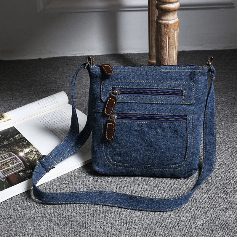 Vintage Denim Crossbody Bag | Stylish Women's Messenger Handbag