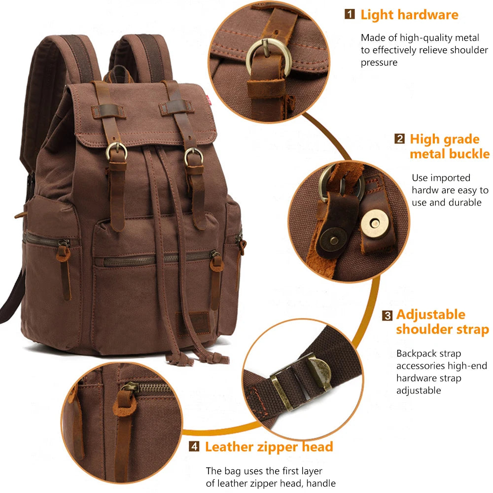 Vintage Canvas Men's Backpack | Stylish 14 Inch Laptop Bag