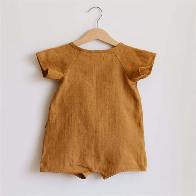 Summer Linen Cotton Baby Romper | Casual Toddler Jumpsuit
