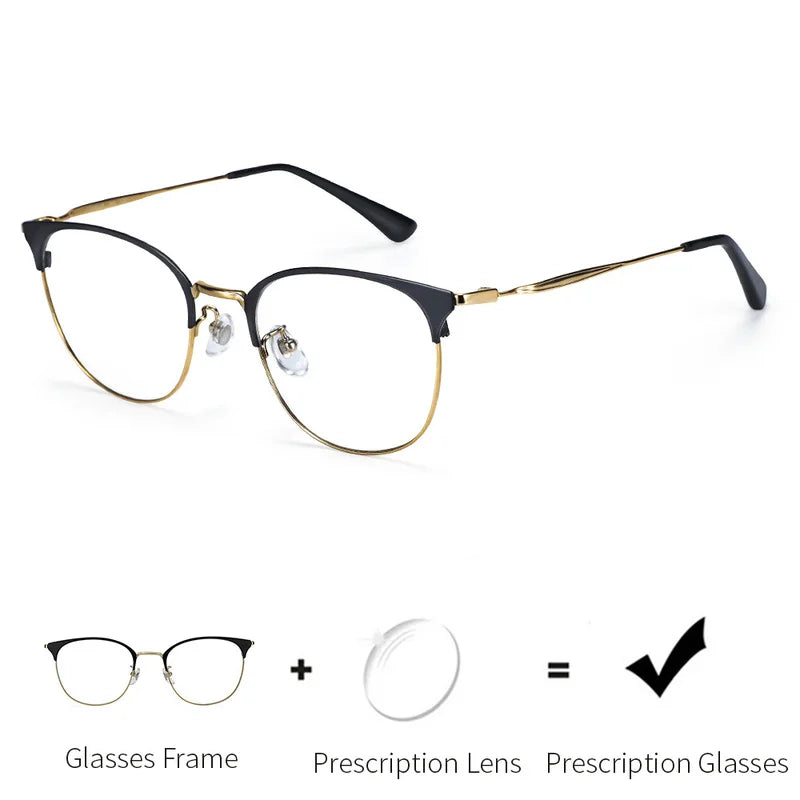 Stylish Retro Half Frame Prescription Glasses | Unisex Eyewear