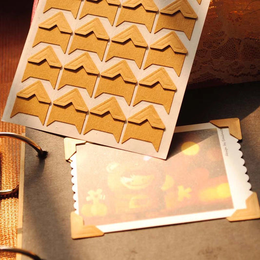 120 Pcs Vintage Corner Kraft Paper Stickers for Scrapbooking
