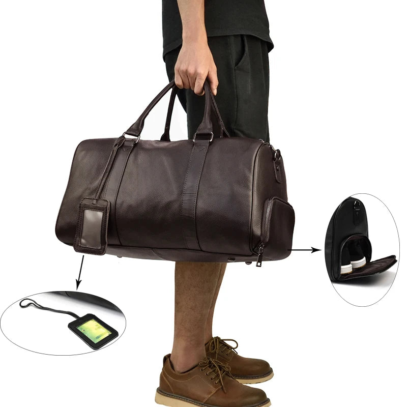 Luxury Genuine Leather Travel Bag for Men & Women | Versatile Duffle