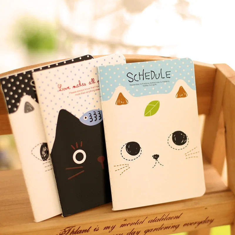 Cute Cat Mini Notebook | Stitching Binding Portable Planner