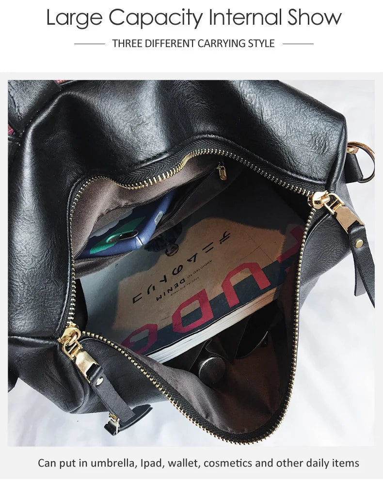 Stylish PU Leather Large Backpack | Women's Vintage Travel Rucksack