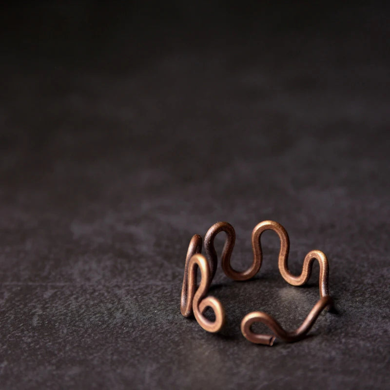 Handcrafted Vintage Copper Ring | Adjustable Retro Punk Style