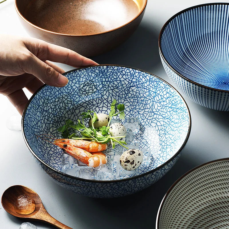 Large Japanese Ramen Bowl | Stylish Ceramic Noodle Bowl