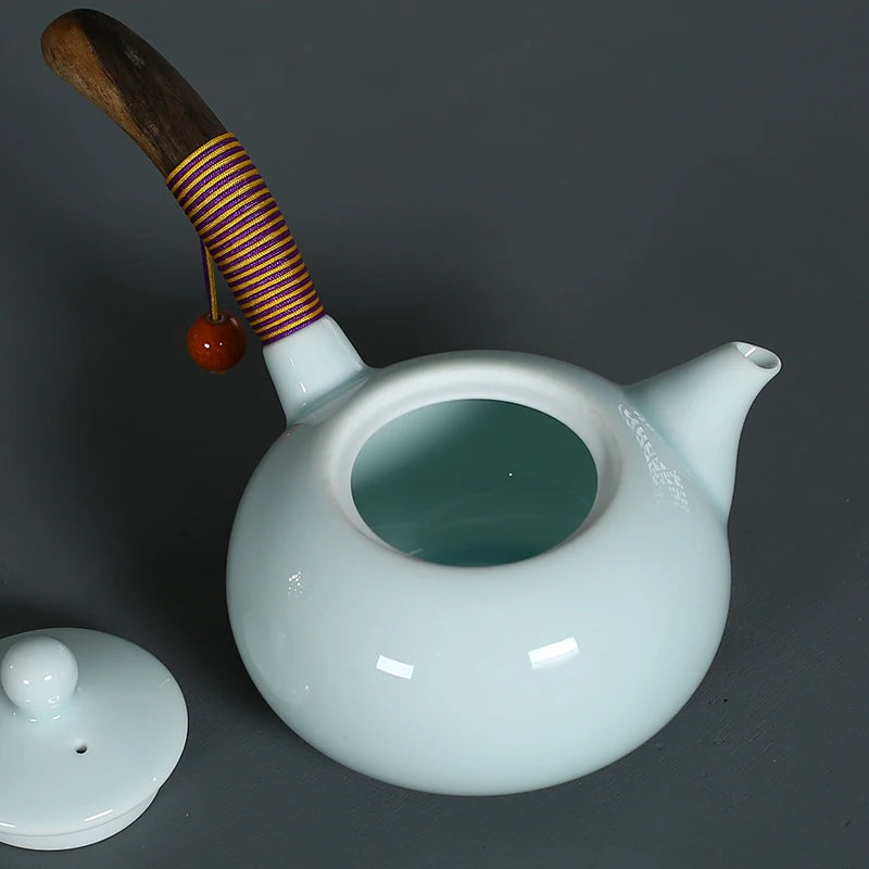 Tetera de celadón hecha a mano | Juego de té tradicional para entusiastas