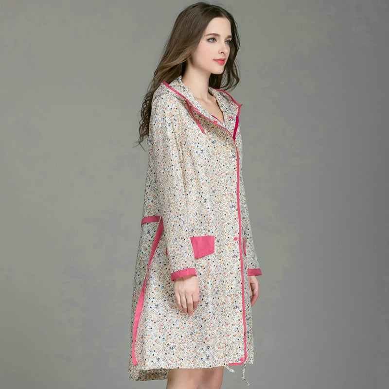 Stylish Women's Floral Waterproof Raincoat | Lightweight & Breathable
