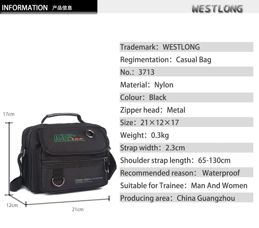Men's Multifunction Casual Messenger Bags | Waterproof Shoulder Bag
