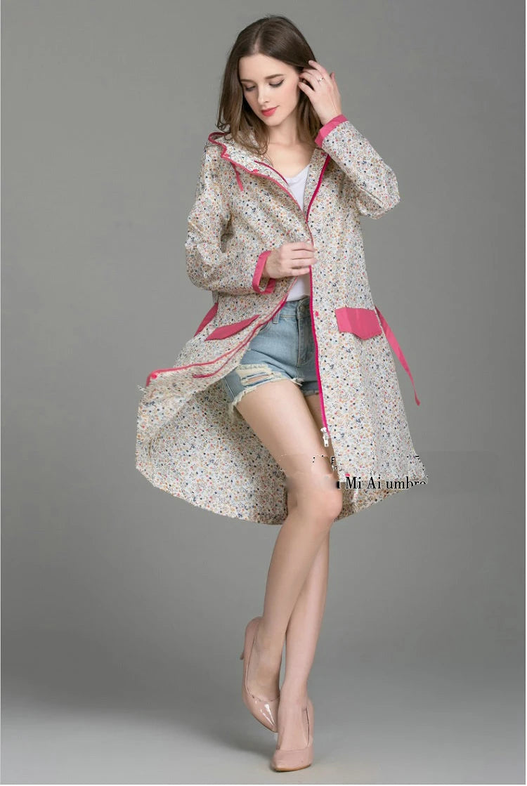 Stylish Women's Floral Waterproof Raincoat | Lightweight & Breathable