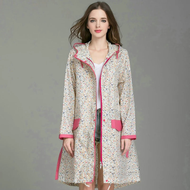 Stylish Women's Floral Waterproof Raincoat | Lightweight & Breathable
