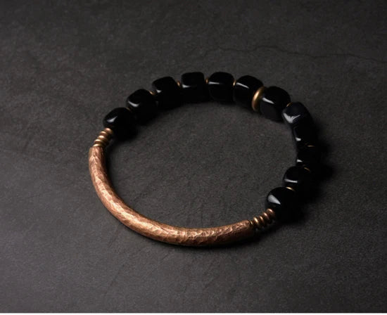 Trendy Black Obsidian Bracelet | Handcrafted Protection Jewelry