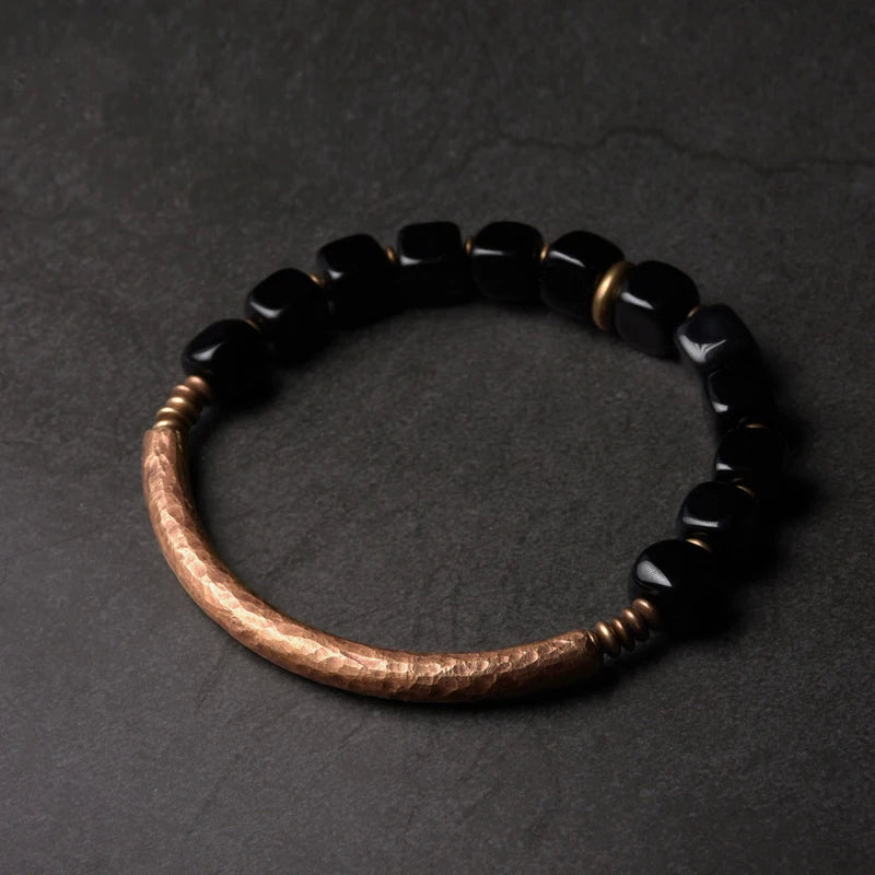 Trendy Black Obsidian Bracelet | Handcrafted Protection Jewelry