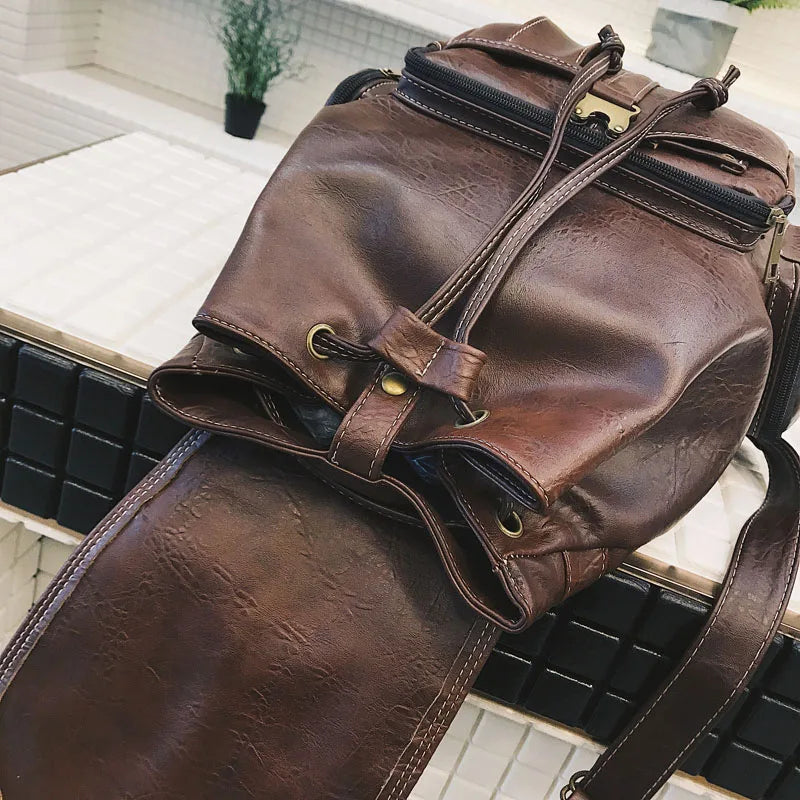 Vintage Leather Backpack for Women | Chic & Spacious School Bag