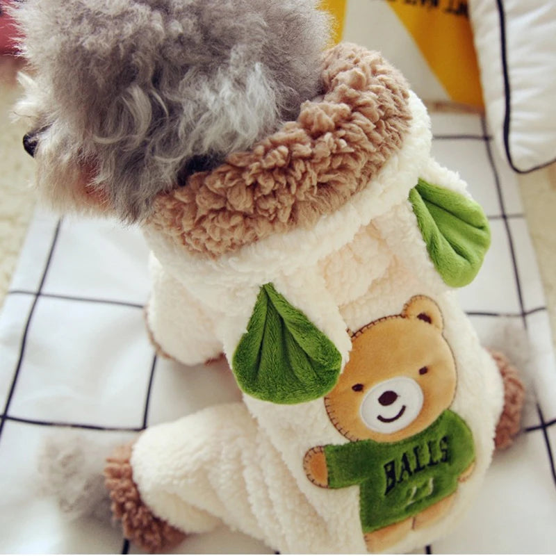 Cute Bear Dinosaur Dog Costume | Warm Winter Coat for Pets