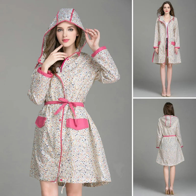 Stylish Women's Floral Waterproof Raincoat | Lightweight & Breathable