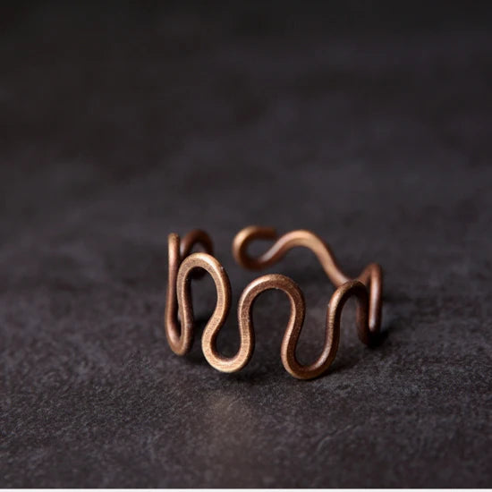 Handcrafted Vintage Copper Ring | Adjustable Retro Punk Style
