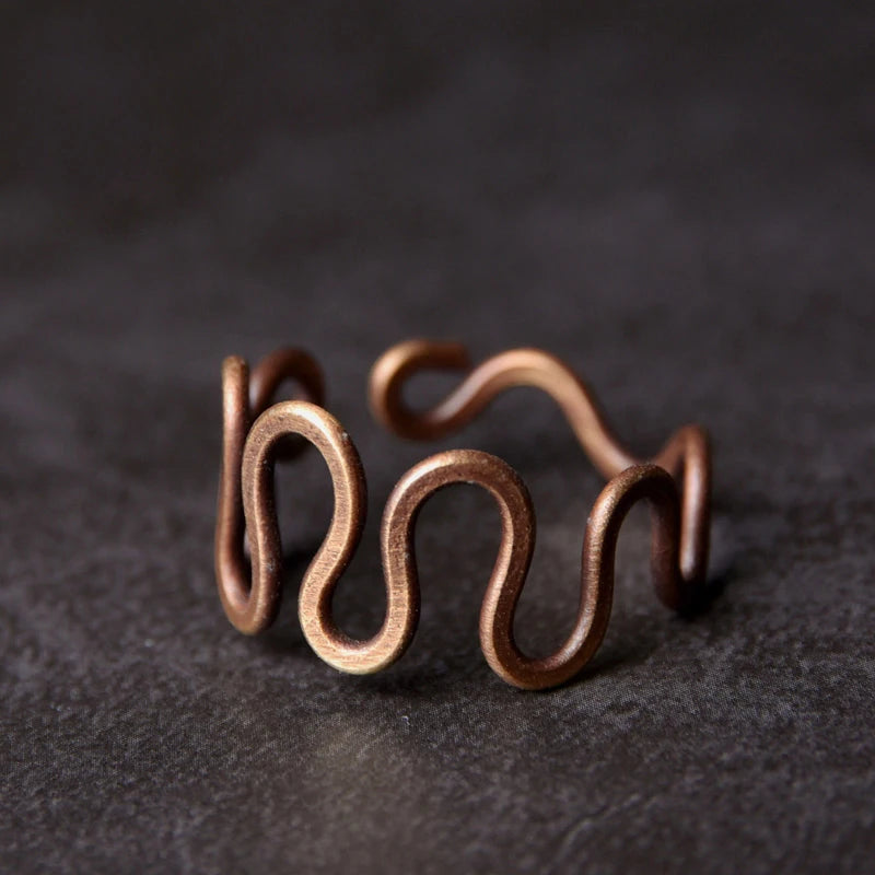 Handcrafted Vintage Copper Ring | Adjustable Retro Punk Style